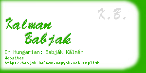 kalman babjak business card